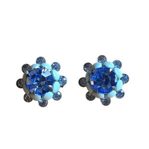 Vintage Scatter Pin Pair Royal Blue Rhinestones Baby Blue Cabochons Collectible